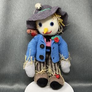 OOAK Handmade Crochet Friendly Scarecrow Doll Fall Decor Colorful Cute Autumn